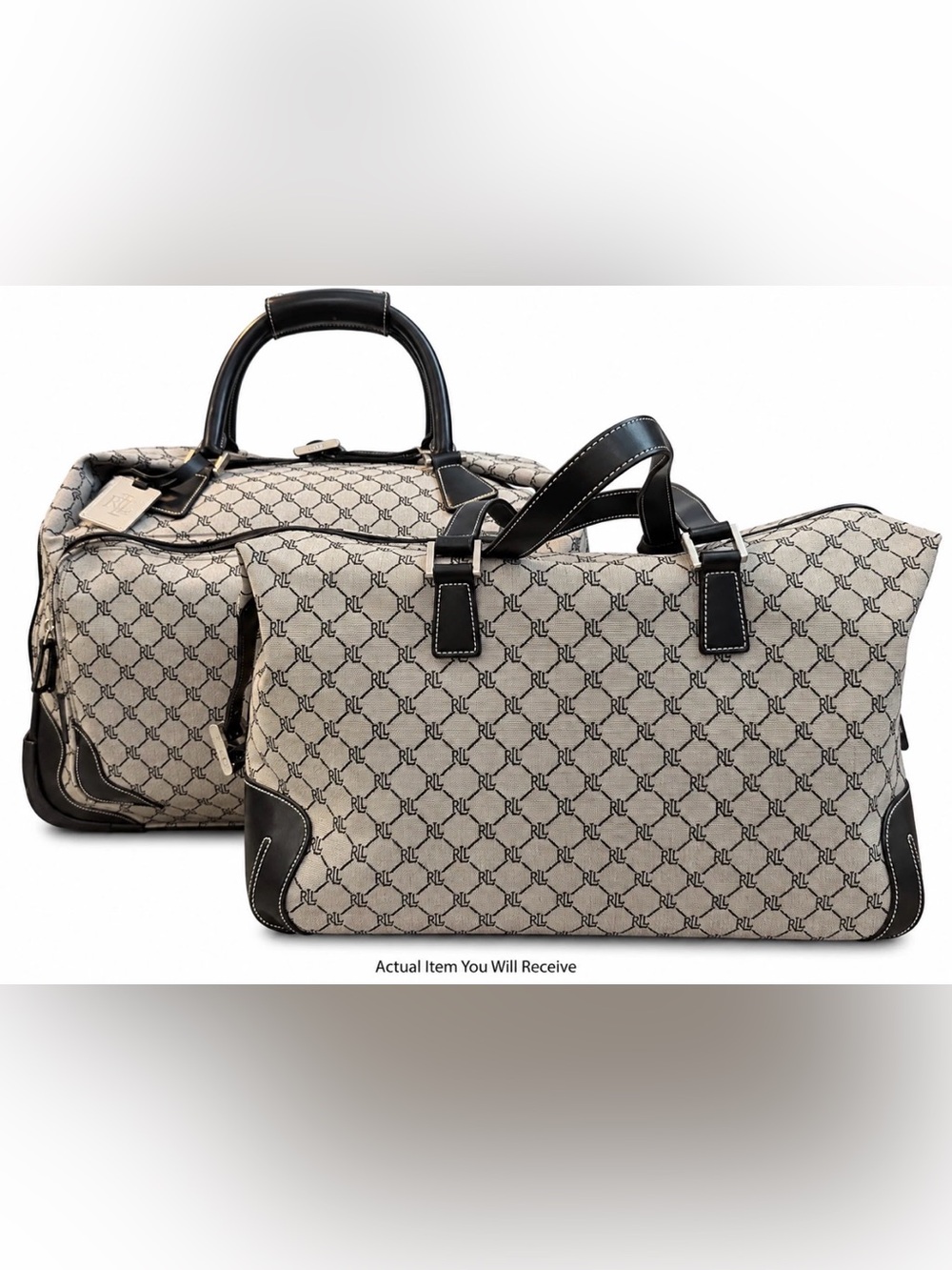 Lauren Ralph Lauren RLL Jacquard 2pc Travel Set City Bag Wheeled Cruiser Luggage